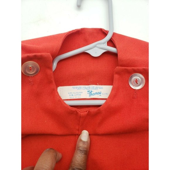 Vintage One Piece Baby Romper  Sleeves Red Thomas 12 mos USA made - Picture 5 of 6